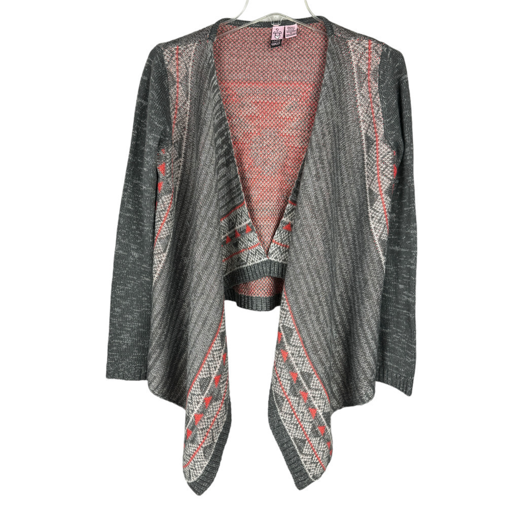 Love On A Hanger Wrap Open Front Waterfall Cardigan S Aztec Design Multicolor